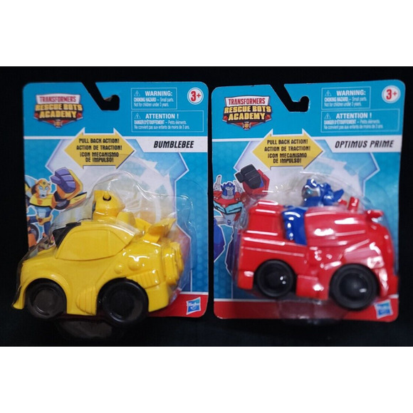 Lot of 2 Bumblebee Optimus Prime Heroes Transformers Rescue Bots Academy Hasbro - Picture 1 of 9